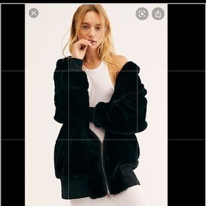 FP Turn Up Zip Up shearling hoodie coat jacket